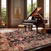 8x10 Hand Knotted 100% Wool Peshawar Traditional  Oriental Area Rug Charcoal, Beige Color